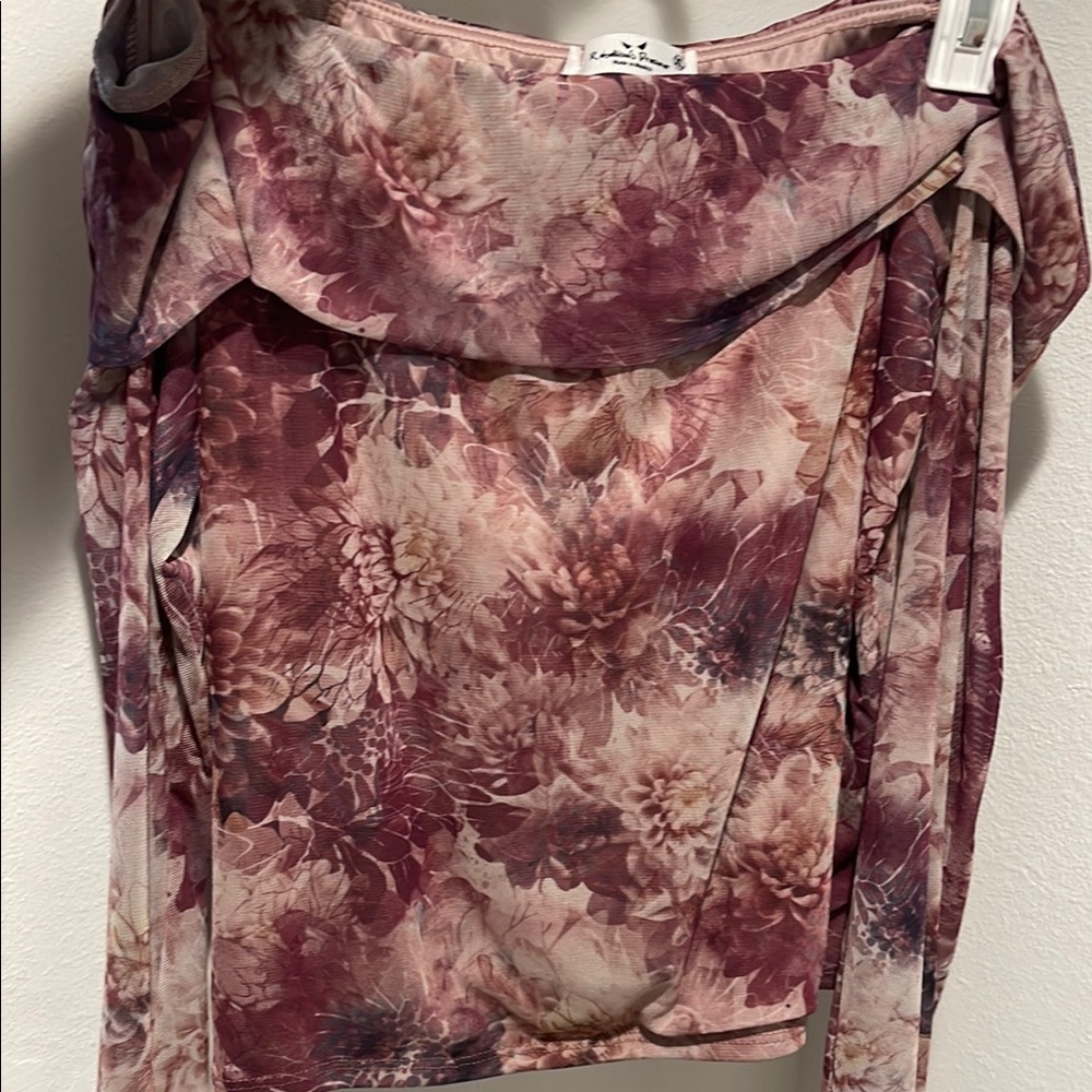 Floral Print Top in Pink and Cream